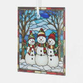 雪だるまフェイク系ステンドグラス ガラスオーナメント (正面左)