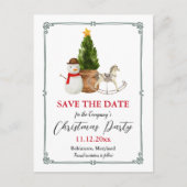 雪だるまフェスティバル |クリスマスパーティー日付の保存 案内ポストカード (正面)
