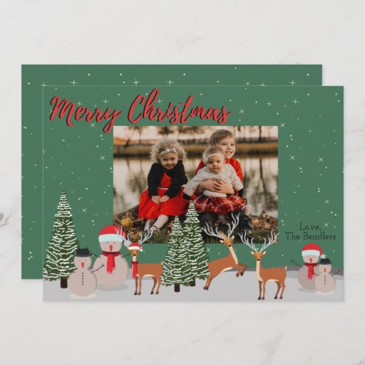 雪だるまフォトクリスマスカード シーズンカード (正面/裏面)