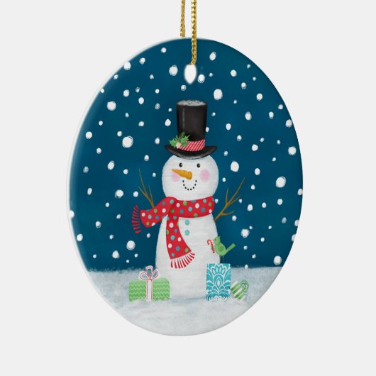 雪だるまフォトクリスマスセラミックオーナメント セラミックオーナメント (右)