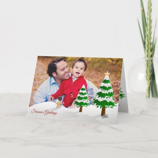 雪だるまフォトシーズンのグリーティングカード シーズンカード (正面)