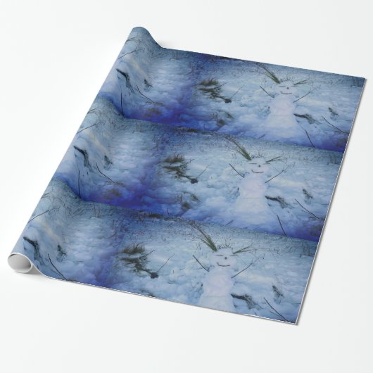 雪だるまフォト光沢ラッピング紙 ラッピングペーパー (アンロールド)