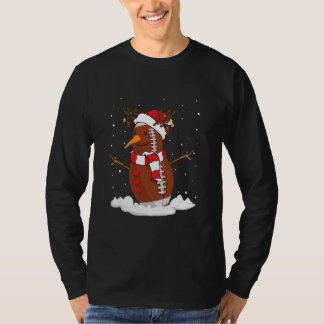 雪だるまフットボおもしろいールクリスマスパジャマサンタ Tシャツ