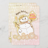 雪だるまフランスのベーカリーケーキクリスマスカード シーズンカード (正面/裏面)