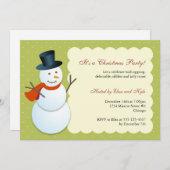 雪だるまフレンドリー北極グリーンクリスマスパーティー 招待状 (正面/裏面)