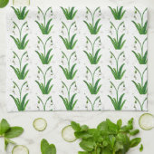 雪だるまフローラ白い花自然水彩 キッチンタオル (折り畳み)