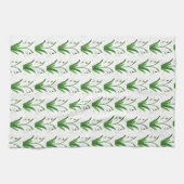 雪だるまフローラ白い花自然水彩 キッチンタオル (横)