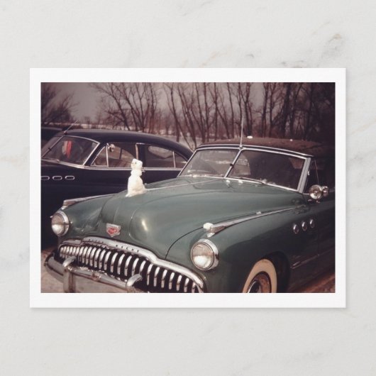 雪だるまフードオーナメント1950sレトロヴィンテージ ポストカード (正面)