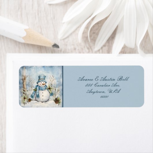 雪だるまブルースカーフとトファットを身に着けた ラベル (インサイチュ)