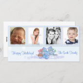 雪だるまブルーフォトカード シーズンカード (正面/裏面)