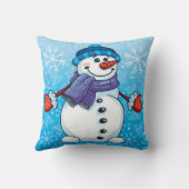 雪だるまブルーホリデイ |クリスマス装飾用クッション クッション (裏面)