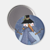 雪だるまブルーTシャツとギフト マグネット (正面/裏面)