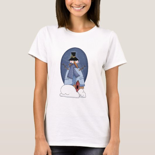 雪だるまブルーTシャツとギフト Tシャツ (正面)