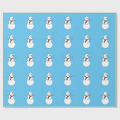 雪だるまプリントブルーラッピング紙 ラッピングペーパー (フラット)