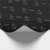 雪だるまプレゼント文字ハグブラック ラッピングペーパー (角)