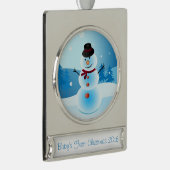 雪だるまベビー初めてのクリスマスオーナメント シルバープレートバナーオーナメント (右)