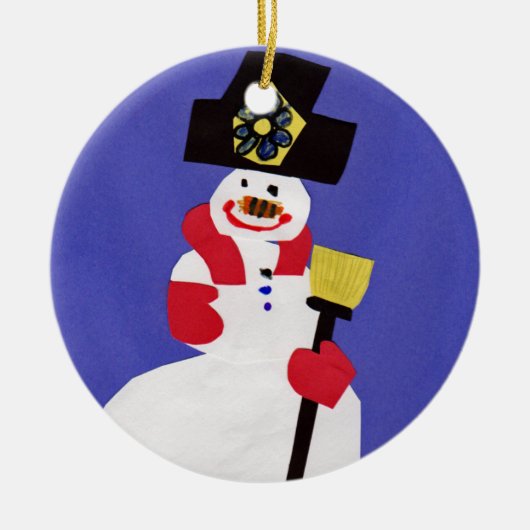 雪だるまベビー初めてのクリスマス セラミックオーナメント (正面)