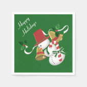 雪だるまベルズクリスマス スタンダードカクテルナプキン (正面)