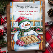 雪だるまベーキングクッキーパーソナライズされたクリスマス キッチンタオル