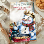 雪だるまベーキングクリスマスCookie パーソナライズされた キッチンタオル<br><div class="desc">かわいいフェスティバル応援のクッキーを特徴とするこのクリスマスタオルでパーソナライズされた、あなたのキッチンに雪だるまベーキングのtouchを追加する。シェフの帽子とスカーフを着て、この魅力的雪だるまはクッキーバッターのボウルを攪拌しながら休日の喜びをもたらす。おカスタマイズ前の名前のベーキングを特別にするためにタオル。</div>