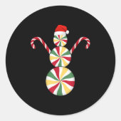 雪だるまペパーミントキャンディズメリークリスマスパジャマ ラウンドシール (正面)