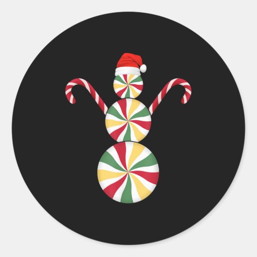 雪だるまペパーミントキャンディズメリークリスマスパジャマ ラウンドシール (正面)