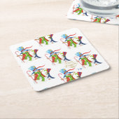 雪だるまペンギンおもしろい金ゴールドグリッターメリークリスマス スクエアペーパーコースター (アングル)