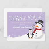 雪だるまペンギンウィンターワンダーランドサンキューカード (正面/裏面)