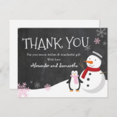 雪だるまペンギンウィンターワンダーランドサンキューカード (正面/裏面)