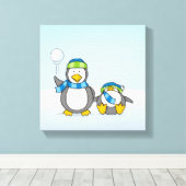 雪だるまペンギン キャンバスプリント (インサイチュ (ウッドフロア))