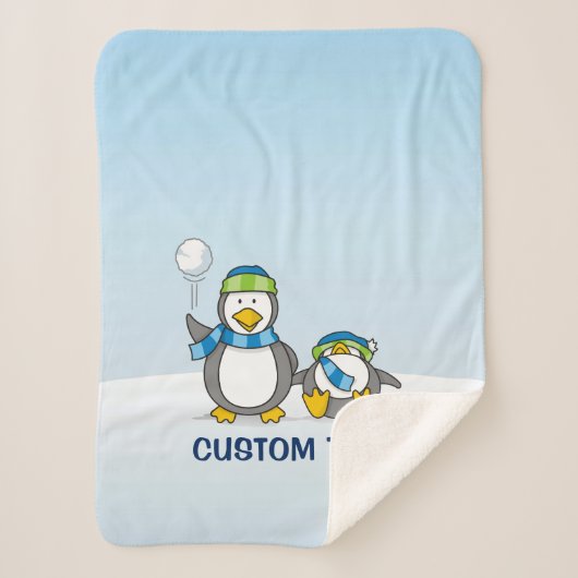 雪だるまペンギン シェルパブランケット (正面)