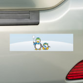 雪だるまペンギン バンパーステッカー (車上)