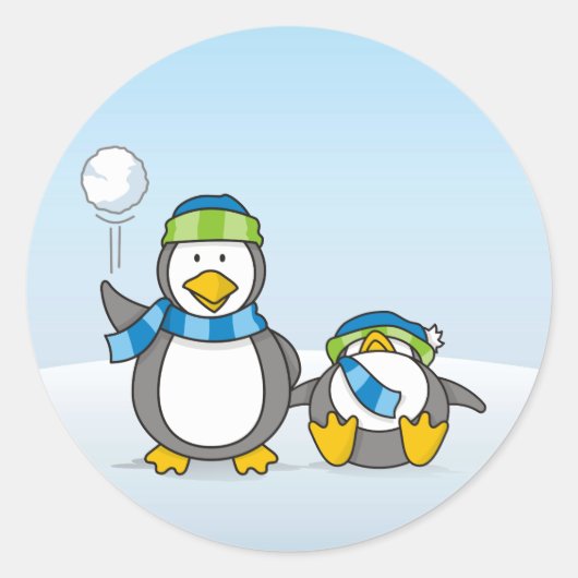 雪だるまペンギン ラウンドシール (正面)