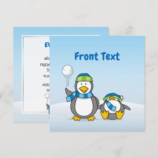 雪だるまペンギン 招待状 (正面/裏面)