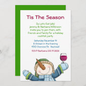 雪だるまホリデすてきィカクテルパーティの招待状 招待状 (正面/裏面)