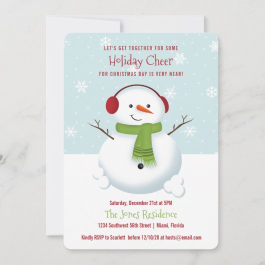 雪だるまホリデイ応援 招待状 (正面)