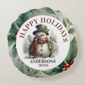 雪だるまホリデークリスマスウィッシュ ラウンドクッション (裏面)