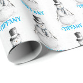 雪だるまホリデークリスマスパーソナライズされた ラッピングペーパー (ロールコーナー)