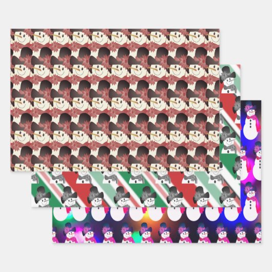 雪だるまホリデートリオ ラッピングペーパーシート (セット)