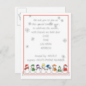 雪だるまホリデーパーティー招待状 インビテーションポストカード (正面/裏面)