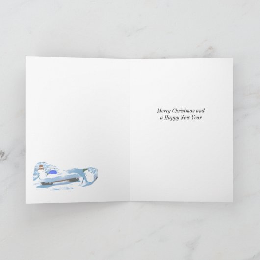 雪だるまホリデーファミリー懇親会フォールドカード カード (内部)