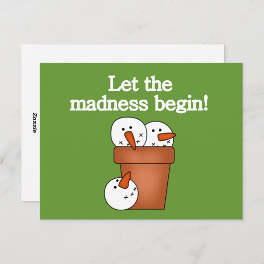 雪だるまホリデーマッドネスTシャツとギフト シーズンカード (正面/裏面)