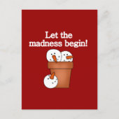 雪だるまホリデーマッドネスTシャツとギフト シーズンポストカード (正面)