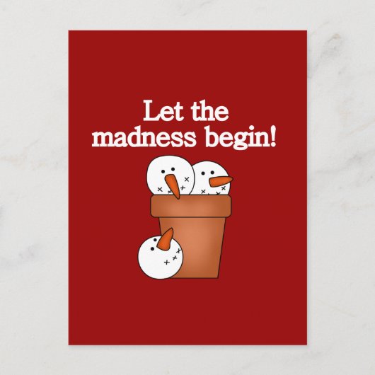 雪だるまホリデーマッドネスTシャツとギフト シーズンポストカード (正面)