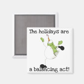 雪だるまホリデーユーモア マグネット (正面/裏面)