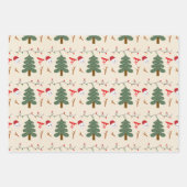 雪だるまホリデーライトクリスマスツリークリスマス ラッピングペーパーシート (正面2)