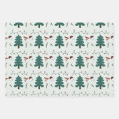 雪だるまホリデーライトクリスマスツリークリスマス ラッピングペーパーシート (正面)