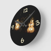 雪だるまホリデーライトディスプレイ ラウンド壁時計 (傾斜)