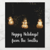 雪だるまホリデーライトディスプレイ ワインラベル (シングルラベル)