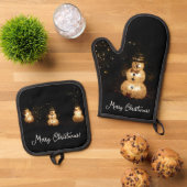 雪だるまホリデーライトディスプレイ 鍋つかみ&鍋敷きセット (トップダウン)